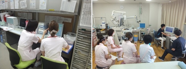 9A病棟（泌尿器科・耳鼻科・口腔外科・皮膚科）　勉強会の様子